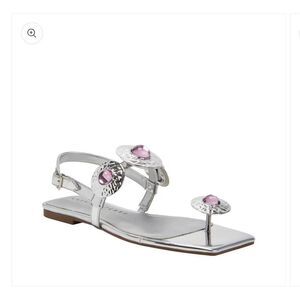 Katty Perry The Camie Pink Stone Sandal Silver Size 6
